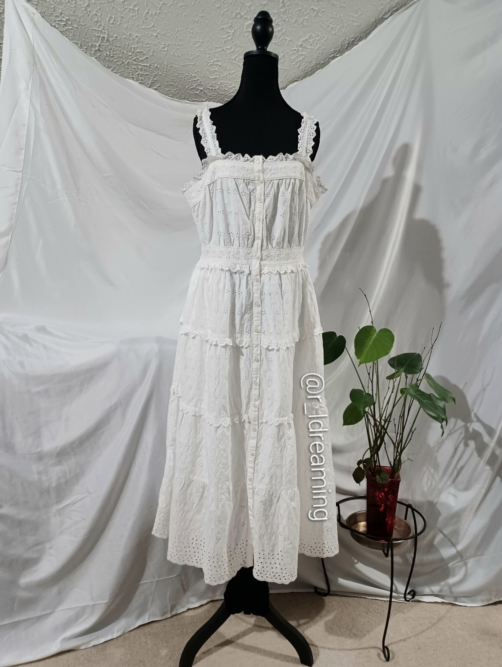 NWT White Gap × DÔEN Eyelet Midi Dress Size Medium